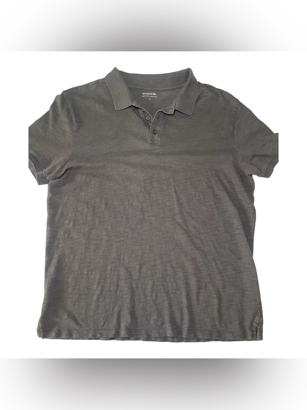 Vince Classic Slub Cotton Polo Shirt Size Large | Sphere Gray
